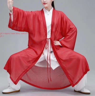 Унисекс шифоновое плащ традиционный кунг-фу костюм халат тай-чи Wing Chun ушу куртка - Изображение 1 из 4