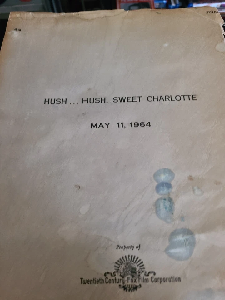 Hush Hush Sweet Charlotte 1964 Rainbow Final Script W/Photos from Heritage 2024 - Image 1 of 4