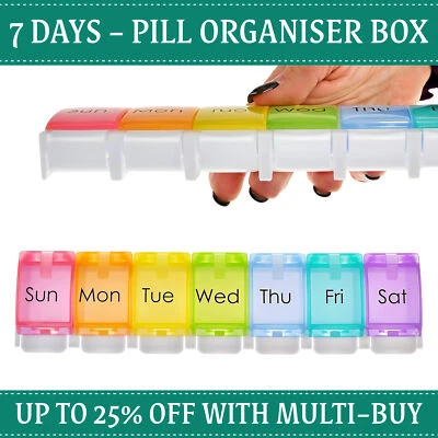 7 Day Pill Box Weekly Dispenser Container Tablet Daily Case Medicine Organizer - Image 1 of 4
