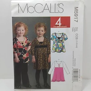 McCalls M5917 Niñas Fácil Patrón de Costura para Prendas para el torso y Vestidos Talla CCB 1-2-3-4 - Imagen 1 de 3