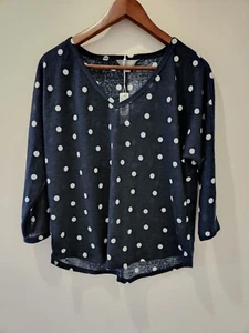 New Suzannegrae xs Navy Blue/White Spot 3/4 Sleeve Shirt - Picture 1 of 5