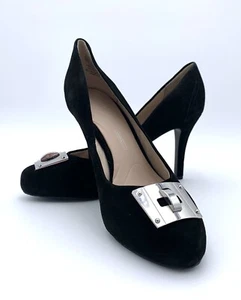 Rockport Women's 10.5 Shoes: Black Suede 4” Heels w/Silver Buckles Never Worn! - Picture 1 of 14