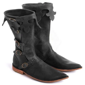 Retro Stiefel Rindsleder Renaissance Cosplay Schuhe Herren Langstiefel Neu 2025 - Bild 1 von 18