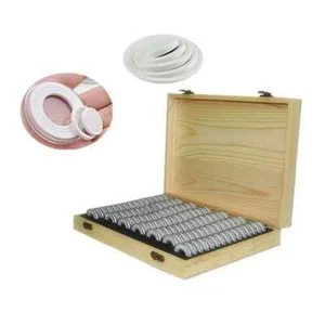 100Pcs Coin Capsules Wooden Display Storage Box Case Holder Collectible Supplies - Picture 1 of 6
