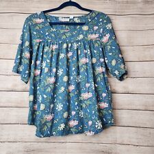 The Vermont Country Store Top Women's Size Medium Floral Print Cotton Blouse