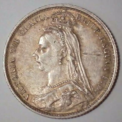 Great Britain UK - 1887 Six Pence - Queen Victoria - 92.5% silver - Image 1 of 2