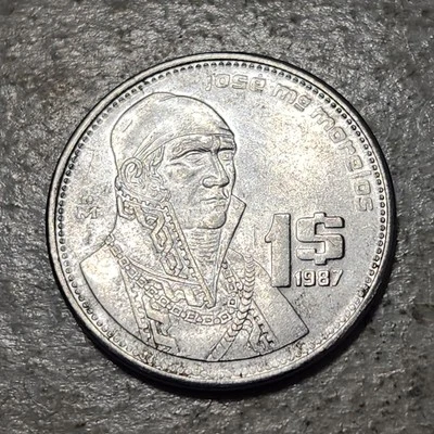 MÉXICO 🇲🇽 MOEDA DE UM (1) PESO 1987 - Imagem 1 de 2