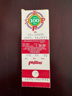 Cardinals At Phillies 9-16-1983 Ticket Stub Greg Gross 3 Hits - Image 1 of 4