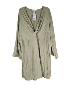 NWT H&M MAMA Maternity Sage Green Twist Front Long Sleeve LIGHTWEIGHT Dress XXL - Picture 1 of 9
