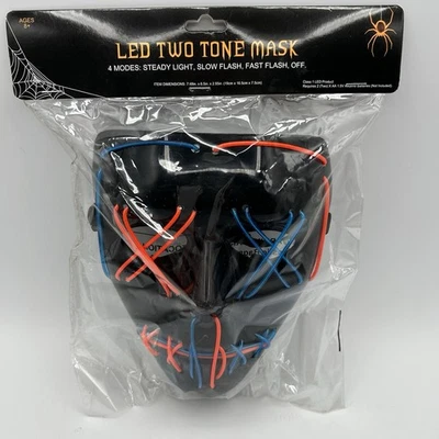 Máscara de terror iluminada The Purge Halloween Juegos con disfraces Juguete de vestir Azul Naranja Foto 1 de 4
