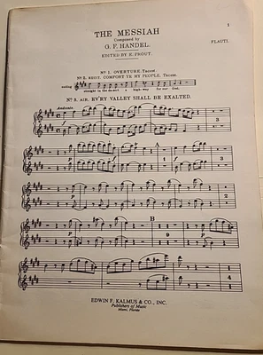 "El Mesías" por G.F. Handel, ed. Partituras Offprint de E. Prout {Flauti} 21p. Foto 1 de 3