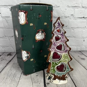 Vtg Blue Sky Clay Heather Goldminc 2002 Christmas Tree w/ Hearts Tealight Holder - Picture 1 of 15