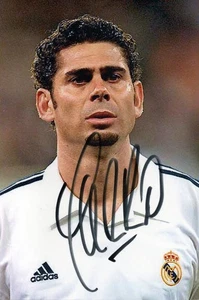 REAL MADRID, SPAIN & BOLTON: FERNANDO HIERRO SIGNED 5x3.5 ACTION PHOTO+COA - Picture 1 of 1