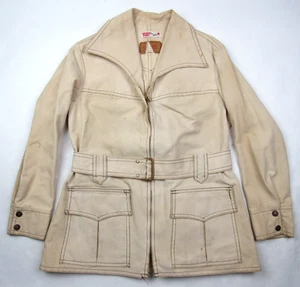Vtg 1960's Levi's for Gals Big E Safari Jacket Crazy Hippie Mod Womens L 60s 70s - Picture 1 of 17