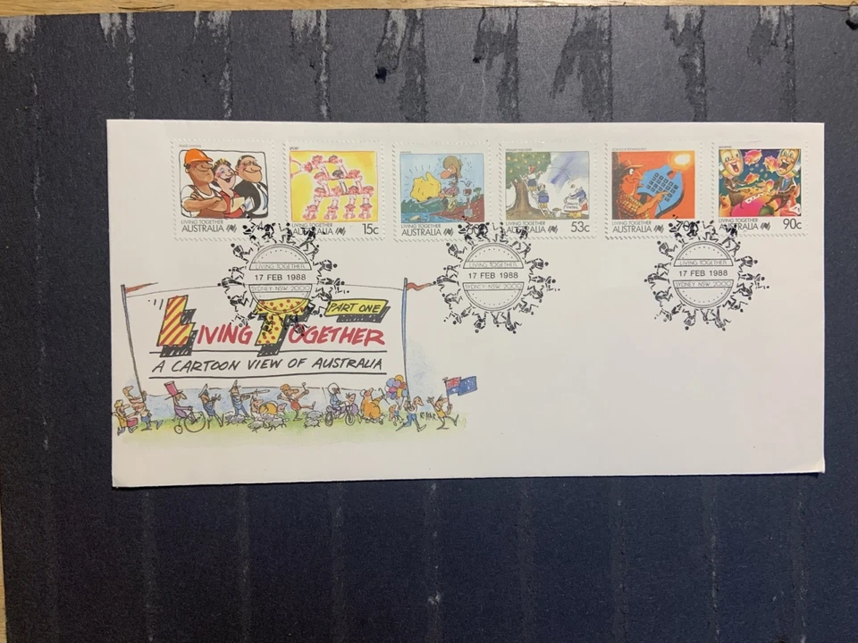 Australia 1988 FDC cover Living Together a Comic View of Australia Sydney cancel - Image 1 of 2