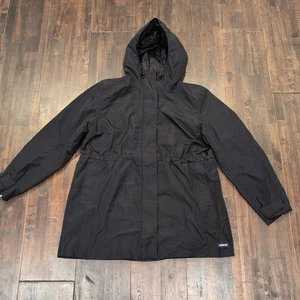 Lands End Womens Black Hooded Anorak Jacket Parka Water Resistant Hiking - Picture 1 of 7