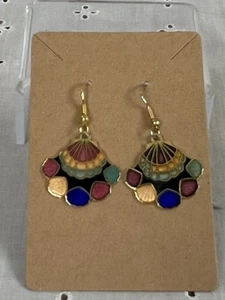 Ohrringe goldfarben und Emaille mehrfarbig Neu mit Etikett Cloisonné - Bild 1 von 4