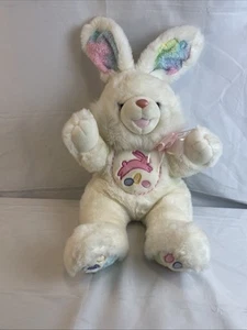 Large DAN DEE Hoppy Hopster Easter Bunny Rabbit Plush White Pastel Rainbow VTG - Picture 1 of 6