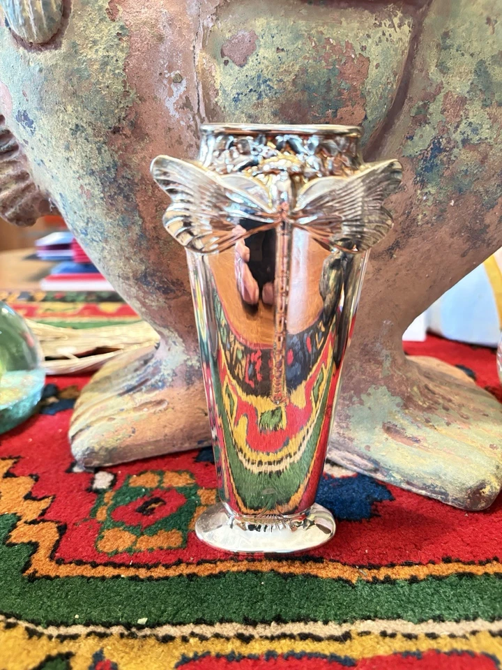 Hermosa pieza jarrón libélula libélula libélula chapado en plata Christofle GALLIA Foto 1 de 4