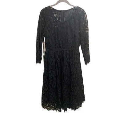 Vestido romántico oscuro caprichoso midi de encaje negro tórrido para mujer 10 nuevo con etiquetas boda Foto 1 de 4