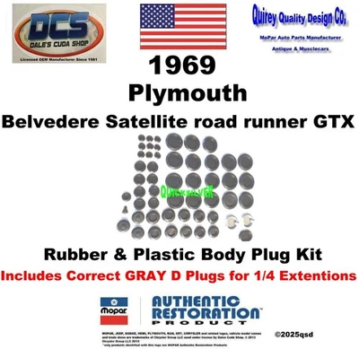 1969 Plymouth Belvedere Satellite road runner GTX Body Plug Kit New MoPar USA - Image 1 of 2