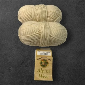 Lion Brand Yarn Alpine Wool Lot 2 VANILLA  3oz 93yards each 100% Wool - Picture 1 of 7