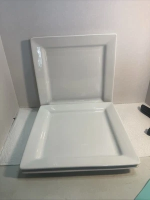 3–Better Homes & Gardens Square Porcelain Dinner Plates, White, 2893 - Image 1 of 4