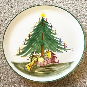 Mancioli Christbaumteller handbemalt Italien Baum Geschenke Horn Kerzen Stern - Bild 1 von 10