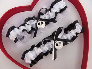 Neu weiß schwarz Nightmare Before Christmas Jack Skellington Hochzeit Strumpfband - Bild 1 von 1