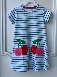 NWOT Girl's Spring/Summer Dress-Green&White-Mini Boden Inspired Design Size 6 - Picture 1 of 4