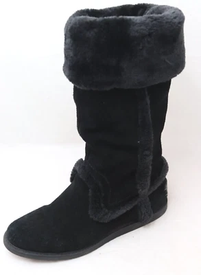 Bass Annabeth Boots Women's 6.5M Black Leather Fleece Lined Mid Calf - Image 1 of 4