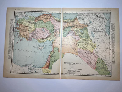 1895/1902 XL Map of Turkey in Asia fm 1910 Rand McNally Atlas SEE DESCRIPTION - Image 1 of 3