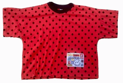 Camiseta corta vintage a lunares con logotipo grande gráficos hechos en EE. UU. años 80 talla única Foto 1 de 4