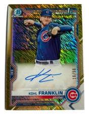2021 Bowman Chrome Prospects Gold Shimmer Refractor#16/50 Kohl Franklin Auto