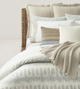 Ralph Lauren KING Duvet Cover Camile Paisley Sage Chambray MSRP $470. - Picture 1 of 9