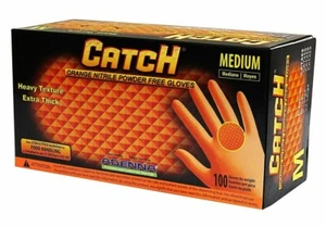 CATCH 8mil Orange NITRILE Diamond Textured Gloves, 100/Box, 10 boxes/Case - Picture 1 of 3