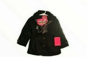 Pink Platinum Toddler Wool Blend PeaCoat Hood Scarf Size 2T new - Picture 1 of 6