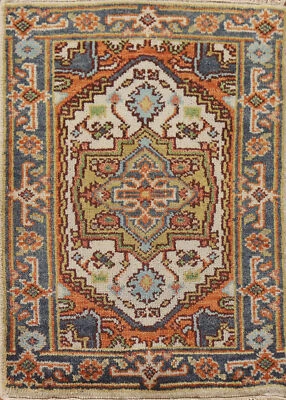 Artisanal Beauty Hand-Knotted Heriz Serapi Indian Wool Carpet 2x3 ft - Image 1 of 4
