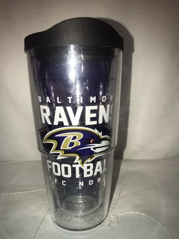 Tervis Tumbler Baltimore Ravens 24 oz Clear Cup Mug with Black Lid Cover