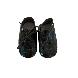 Black Patent Toddler Boy Soft Sole Dress Tie Shoes - 18M - Picture 1 of 5