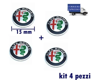 LOGO CHIAVE ALFA ROMEO MITO GIULIETTA STEMMA TELECOMANDO 15mm kit 4 pezzi - Foto 1 di 1