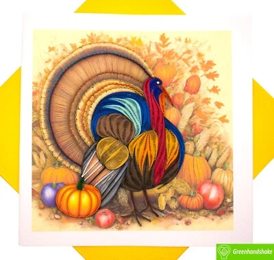 Thankful Wild Turkey Quilling Greeting Card - GREENHANDSHAKE