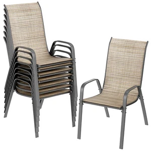 Patio Chairs Set of 8 Patio Dining Chairs Stackable Outdoor Backyard Armchairs - Picture 1 of 52