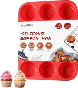 Silicone Muffin Pan, 12 Cups Non Stick Cupcake Pan, Great for Making Muffin C... - Picture 1 of 7