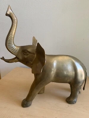 ВИНТАЖНЫЙ СТАРИННЫЙ ЗОЛОТОЙ МЕТАЛЛИЧЕСКИЙ СЛОН СКУЛЬПТУРА ДОМАШНЕГО ДЕКОРА РАБОЧЕГО СТОЛА ПОДЕРЖАННЫЙ - Изображение 1 из 4