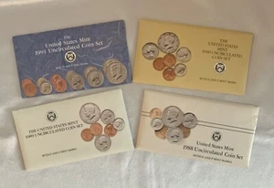 1988, 1989, 1990, 1991 US MINT UNCIRCULATED COIN SETS w/D & P MINT MARKS Nice! - Picture 1 of 5