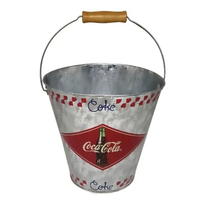 Cabo de madeira balde de metal galvenizado Coca-Cola  - Imagem 1 de 4
