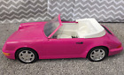 Vintage 1992 Mattel Barbie voiture rose Porsche 911 cabriolet phares de travail