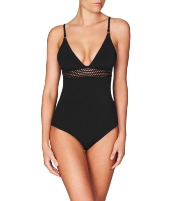 180 $. Heidi Klum Damen S oder 6 schwarz Jasmine Nights 1 Stück Maillot Badeanzug neu mit Etikett - Bild 1 von 4