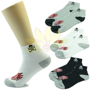 6 9 12 Pairs Ankle/Quarter Crew Mens Socks Cotton Low Cut Size 9-13 Skull Short - Picture 1 of 2